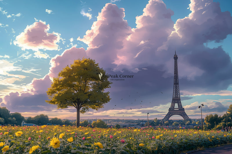 Paris Spring Scene - Anime Digital Wall Art