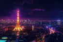 Neon Paris Night - Anime Digital Wall Art
