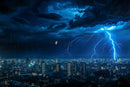 Storm City Night - Anime Digital Wall Art