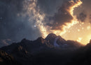 Sunset stars and Mountains - Epic Digital Wall Art