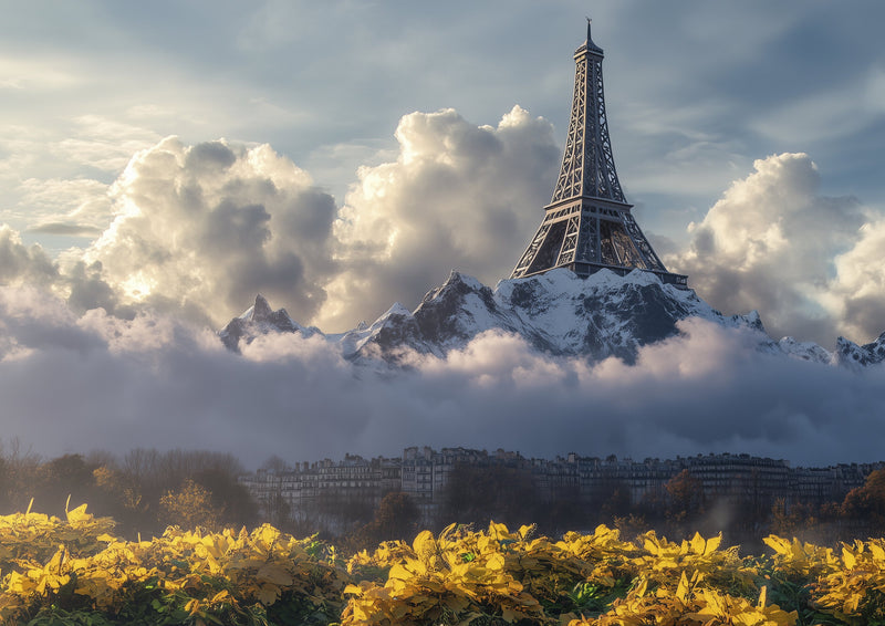 Eiffel Tower in the Clouds - Epic Digital Wall Art