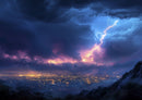 Storm Mountains and City - Epic Digital Wall Art