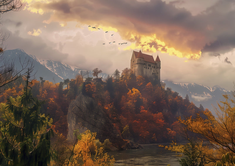 Castle at Sunset - Epic Digital Wall Art