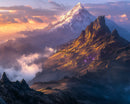 Fantasy Volcanic Mountains at Dawn